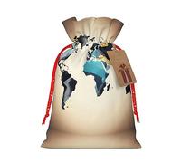 SDEGTHO Abstract World Map 1pcs Durable Material Tote Bag 4.7x 6.9in With Drawstring Choice For Halloween Stylish Gift
