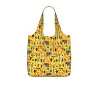 SDEGTHO Africa Elephant Printed Foldable Shopping Bag Reusable, Large Capacity Tote for Grocery, Travel and Commuting