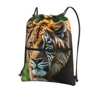 SDEGTHO African animals Print Zipper Backpack, Water Resistant Drawstring Bag, Compact Foldable for Sports Yoga Dance