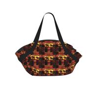 SDEGTHO African Elephant Patchwork Stylish Printed Round Picnic Blanket Tote, 2-in-1 Waterproof Mat for Camping & Outdoor Activities