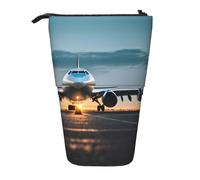 SDEGTHO Airplane in The Evening Light Cute Telescopic Pencil Case,Students Pen Holder,Stationery Storage for School College Supplies