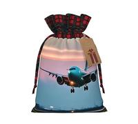 SDEGTHO Airplane In The Evening Lights 1pcs Durable Material Tote Bag 4.7x 6.9in With Drawstring Choice For Halloween Stylish Gift