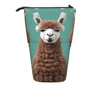 SDEGTHO Alpaca Llama Standing Pencil Case,Cute Stand Up Pencils Pouch,Telescopic Pen Pouches,Portable Pens Holder, Black, One Size, Fashion