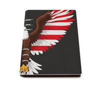 SDEGTHO American Eagle Flag Wings Lays Flat A5 Notebook, Refillable Leather Journal for Daily Organizer, Business Notes