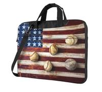 SDEGTHO American Flag And Baseball Print Multi-Pocket Laptop Bag Shoulder Crossbody Case Shockproof Computer Briefcase For Sports