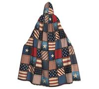 SDEGTHO American Flag Patchwork Gothic Robe Wizard Cloak Adult Long Cape For Masquerade Medieval Halloween Costume