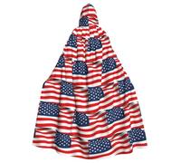 SDEGTHO American Flag Patriotic Gothic Robe Wizard Cloak Adult Long Cape For Masquerade Medieval Halloween Costume