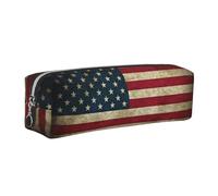 SDEGTHO American Flag Printed Leather Zipper Pencil Case for Students, Multi Purpose Pen Pouch for Kids Small Makeup Bag for Pens, Pencils, Markers