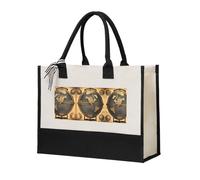 SDEGTHO Ancient World Globe Halloween Canvas Tote Bags For Women Canvas Gift Bag Reusable Tote Bag For Shopping Grocery, Beige, One Size