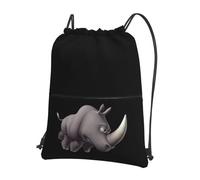 SDEGTHO angry rhino Print Foldable Backpack, Adjustable Drawstring Water Resistant Bag for Quick Trips and Outings
