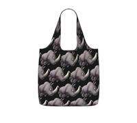 SDEGTHO angry rhino Printed Foldable Shopping Bag Reusable, Large Capacity Tote for Grocery, Travel and Commuting