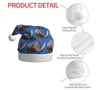 SDEGTHO Angry Rhino Printing 1 Pcs Christmas Knitted Santa Hats Elf Hat Crochet Christmas Beanie Xmas Party Caps For Adults Women Men
