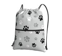SDEGTHO Animal Paw Prints Print Foldable Backpack, Adjustable Drawstring Water Resistant Bag for Quick Trips and Outings
