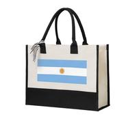 SDEGTHO Argentine Flag Halloween Canvas Tote Bags For Women Canvas Gift Bag Reusable Tote Bag For Shopping Grocery, Beige, One Size