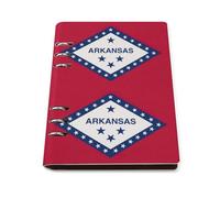 SDEGTHO Arkansas State Flag Lays Flat A5 Notebook, Refillable Leather Journal for Daily Organizer, Business Notes