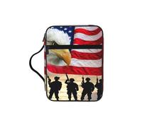 SDEGTHO Armed Forces Day American Printed Protective Bible Case, Water Resistant Oxford Carrier, Religious Stationery Organizer
