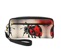 SDEGTHO Art Ladybug Tracks Women Travel Makeup Pouch Makeup Bag For Purse Portable Toiletry Bag Accessories Organizer, Black, One Size
