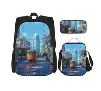 SDEGTHO Austin Texas Bookbag Set Includes Large Capacity Backpack,Lunch Box And Pencil Case 3 Pieces Bagpack Sets, Black, One Size