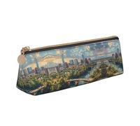 SDEGTHO Austin Texas Fashion Triangular Leather Zipper Pencil Pouch With Large Storage Capacity Pencil Pouch, White, One Size, Art Deco