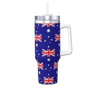 SDEGTHO Australian Flag 40 Oz Ice Bully With Handle And Straw Made Of Stainless Steel, Double Wall Insulated With Lid