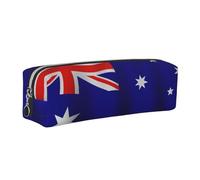 SDEGTHO Australian Flag Printed Leather Zipper Pencil Case for Students, Multi Purpose Pen Pouch for Kids Small Makeup Bag for Pens, Pencils, Markers