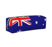 SDEGTHO Australian Flag Printed Leather Zipper Pencil Case for Students, Multi Purpose Pen Pouch for Kids Small Makeup Bag for Pens, Pencils, Markers