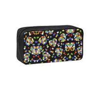 SDEGTHO Autism Awareness Puzzle Pieces Heart Printed Spacious Pencil Bag, Oxford Cloth Pen Pouch Holds 50+, for Students Artists Writers