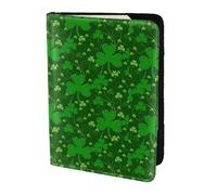 SDEGTHO Background St Patrick's Day Glitter Printing Passport Holder Cover Wallet Cowhide Card Case Travel Must Have Accessories for Women Men