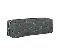SDEGTHO Barn Swallow in Graphite Print Leather Pencil Case for Students, Simple Pen Bag for Boys Girls Small Zipper Pouch for School Supplies, Markers, Makeups, Coins