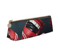 SDEGTHO Baseball And Glove Fashion Triangular Leather Zipper Pencil Pouch With Large Storage Capacity Pencil Pouch, White, One Size, Art Deco