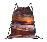 SDEGTHO Beach Sunrise Printed Drawstring Backpack Gym Bag, Lightweight Water-Resistant Sports Backpack For Men Women, Yoga, Running, Workout