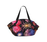 SDEGTHO Beautiful Fireworks Printed 2-in-1 Camping Blanket and Tote, Polyester Composite 37in Round, Weekend Park Travel