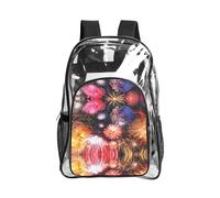 SDEGTHO Beautiful Fireworks Printed Clear Backpack with Top Handle, Transparent Bag for Concerts Festivals Women Daily