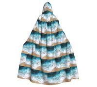 SDEGTHO Beautiful Ocean Waves Gothic Robe Wizard Cloak Adult Long Cape For Masquerade Medieval Halloween Costume