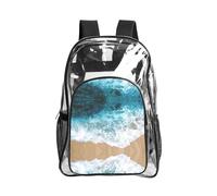 SDEGTHO Beautiful ocean waves Printed Clear Backpack with Top Handle, Transparent Bag for Concerts Festivals Women Daily