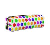 SDEGTHO Beautiful Polka Dot Print Leather Pencil Case for Students, Simple Pen Bag for Boys Girls Small Zipper Pouch for School Supplies, Markers, Makeups, Coins