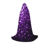 SDEGTHO Beautiful Purple Glitter Halloween Party Costume Hooded Cape For Teens Witch Vampire Wizard Masquerade Ball Cosplay Gear