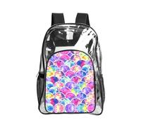 SDEGTHO Beautiful Rainbow Colors Mermaid Printed Clear Backpack with Top Handle, Transparent Bag for Concerts Festivals Women Daily