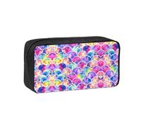 SDEGTHO Beautiful Rainbow Colors Mermaid Printed Spacious Pencil Bag, Oxford Cloth Pen Pouch Holds 50+, for Students Artists Writers
