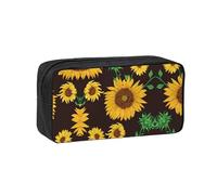 SDEGTHO Beautiful Sunflower. Printed Aesthetic Pen Bag with Elastic Loops, Large Open-Top Pencil Case for Desk and Backpack