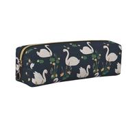 SDEGTHO Beautiful White Swans On The Lake Printed Leather Zipper Pencil Case for Students, Multi Purpose Pen Pouch for Kids Small Makeup Bag for Pens, Pencils, Markers