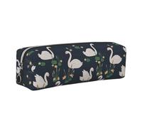 SDEGTHO Beautiful White Swans On The Lake Printed Leather Zipper Pencil Case for Students, Multi Purpose Pen Pouch for Kids Small Makeup Bag for Pens, Pencils, Markers