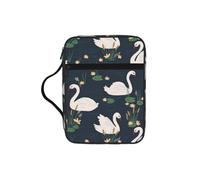 SDEGTHO Beautiful White Swans on The Lake Printed Protective Bible Case, Water Resistant Oxford Carrier, Religious Stationery Organizer