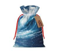 SDEGTHO Big Ocean Wave Hd 1pcs Durable Material Tote Bag 8.3x11.8in With Drawstring Choice For Halloween Stylish Gift