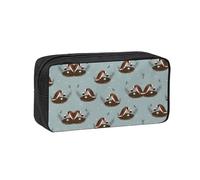 SDEGTHO Bird Dragonfly Pattern Printed Aesthetic Pen Bag with Elastic Loops, Large Open-Top Pencil Case for Desk and Backpack