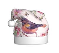 SDEGTHO Birds On Branches And Butterflies Printing 1 Pcs Christmas Knitted Santa Hats Elf Hat Crochet Christmas Beanie Xmas Party Caps For Adults Women Men