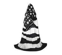 SDEGTHO Black And White American Flag Halloween Hooded Cloak Long Hooded Cloak Carnivals Cloak Costumes Hooded Cape Masquerade