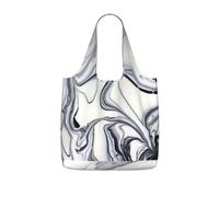 SDEGTHO Black And White Paint Mixed Print Packable Grocery Shopper Reusable Tote 25l Polyester Shoulder Bag Modern Holiday Gift
