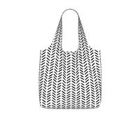 SDEGTHO Black And White Pattern Print Packable Grocery Shopper Reusable Tote 25l Polyester Shoulder Bag Modern Holiday Gift