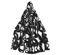 SDEGTHO Black And White Patterns Adult Hooded Cloak Cape Halloween Witch Costume For Men And Women Cosplay Costumes